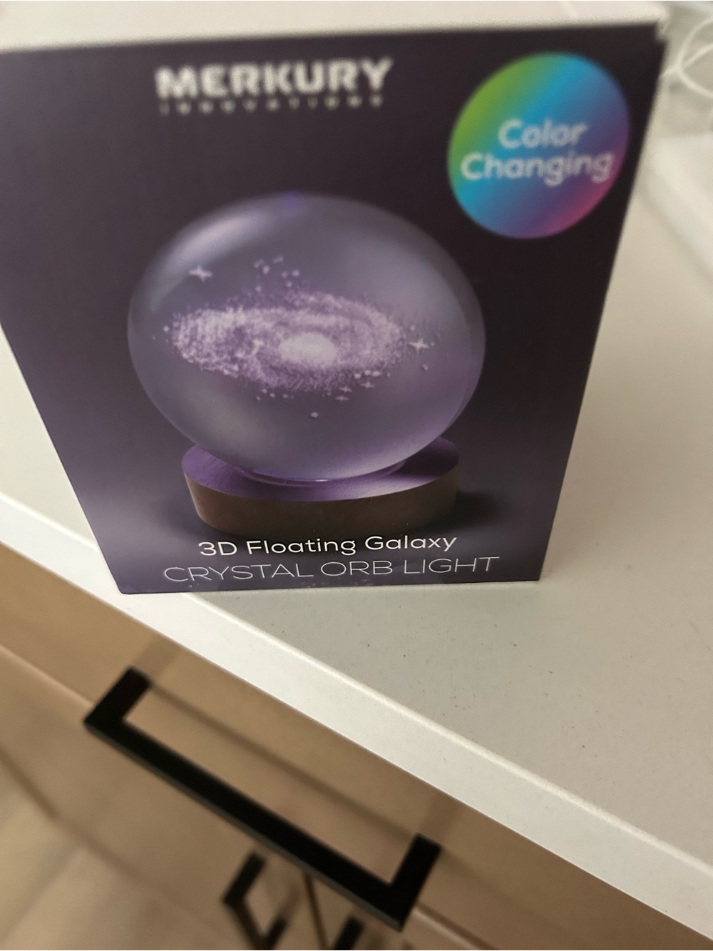 3D Floating Galaxy Crystal Orb Light - Purple Color Changing Accent